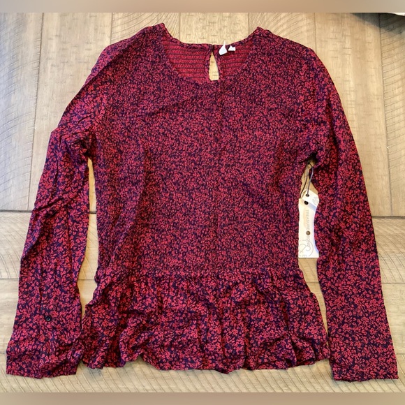 Nordstrom Tops - Nordstrom Red/Black Floral Long Sleeve Blouse - Size M